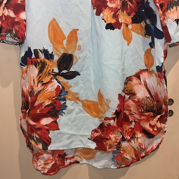 Fig & Flower boho styled floral women’s top / tunic size large - Picture 3 of 7